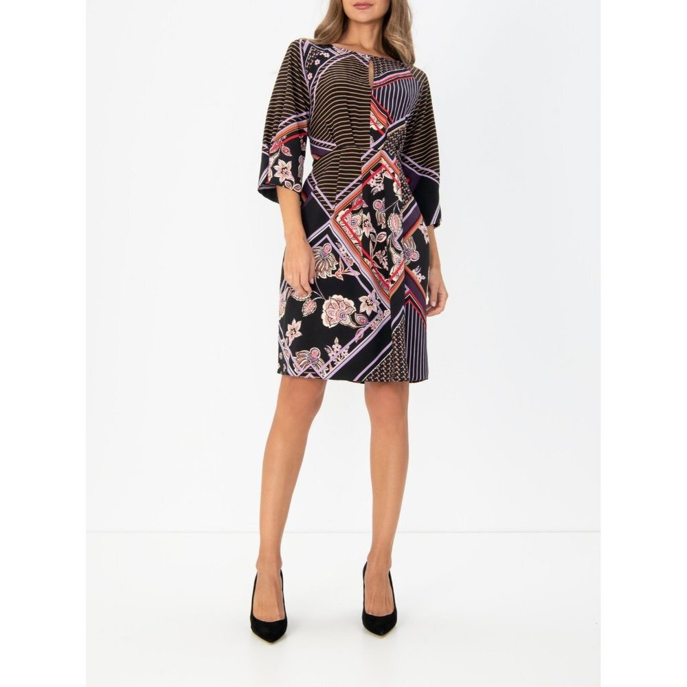 EMME MARELLA Dress Printed Belted Multicolor Dress sz. IT48  US 12